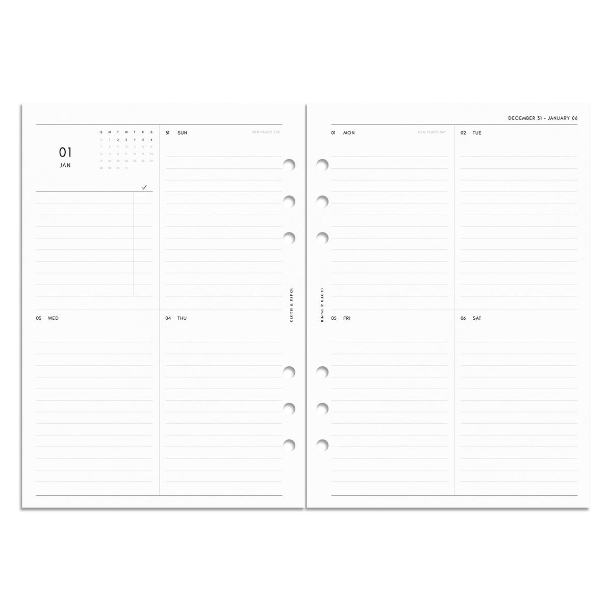 A5 2024 Weekly Planner Inserts