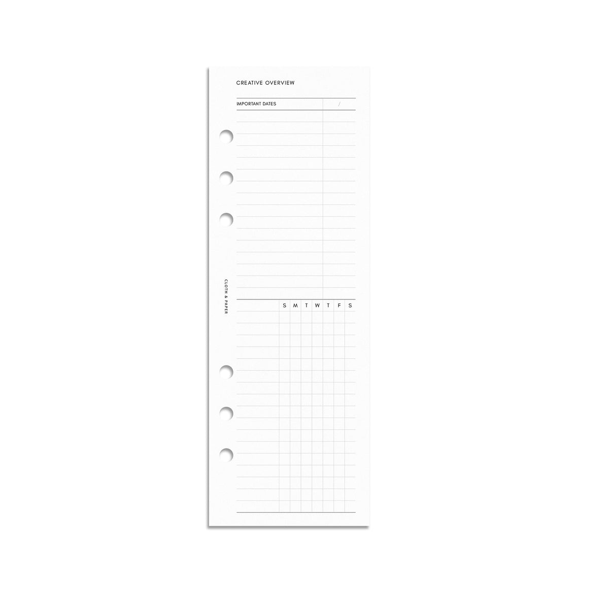 Printable A5 Size Undated Week on Two Pages Planner Inserts 