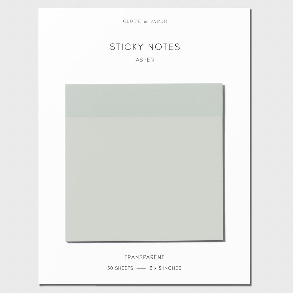 Sticky notes on their backing displayed on a white background. Color pictured is Aspen.