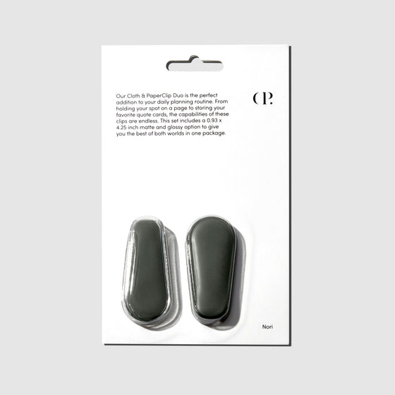 Cloth & Paperclip, Nori, Cloth and Paper. Set of 2 clips displayed in their packaging on a neutral background.