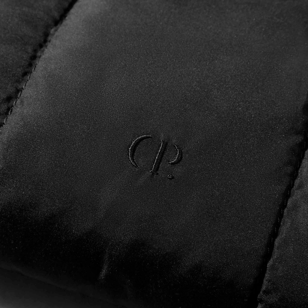 Closeup of Cloth and Paper logo on pouch. Color shown is Avant Garde.