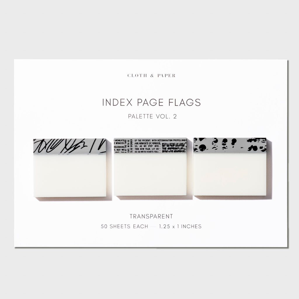 Index Page Flags, Vol 2, Cloth and Paper. Page flags displayed on a neutral background.