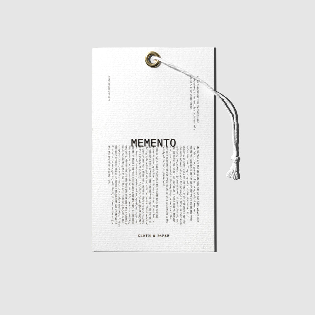 Memento Journaling Card, Cloth and Paper. Card displayed on a neutral background.