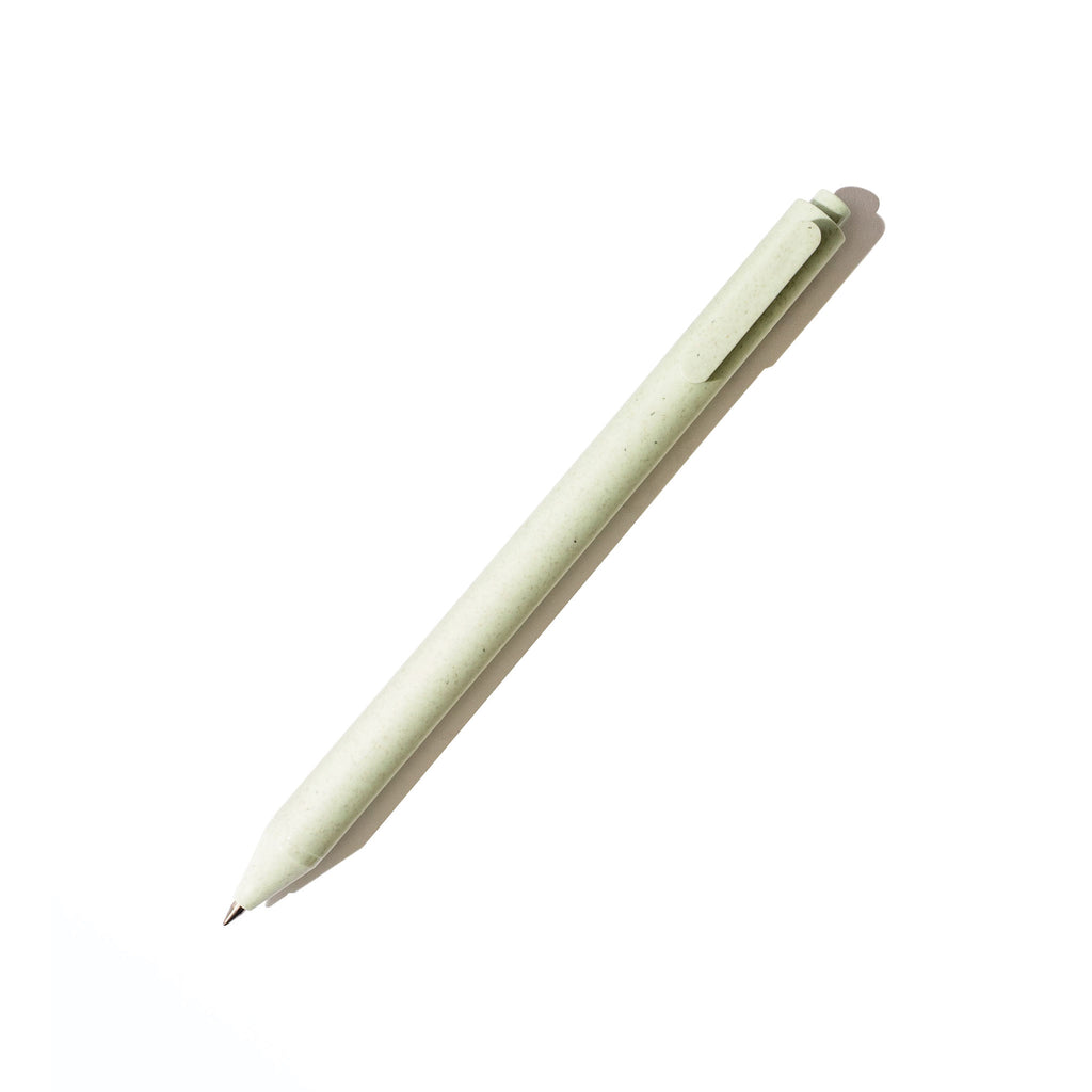 Blue pen displayed on a white background.