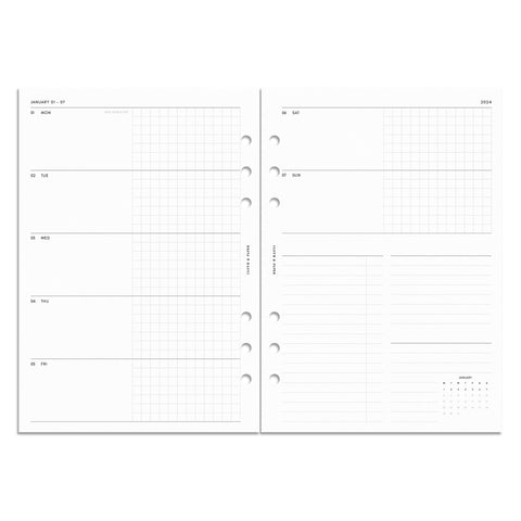 2024 Dated Planner Inserts | Daily | Cloth & Paper