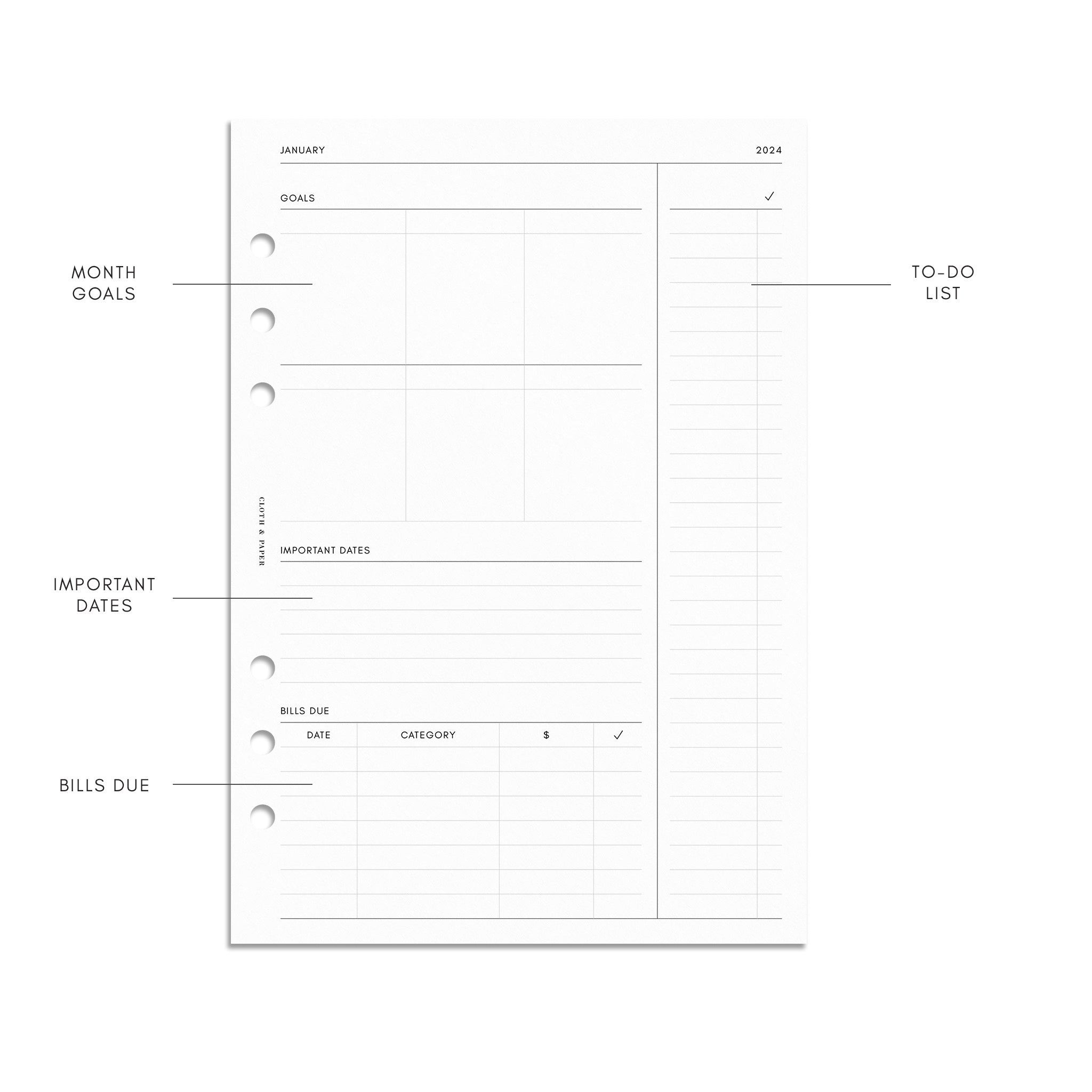 2024 Dated Planner Inserts Weekly Schedule Cloth Paper CLOTH 2024-dated-planner-inserts-weekly-schedule-cloth-paper-cloth
