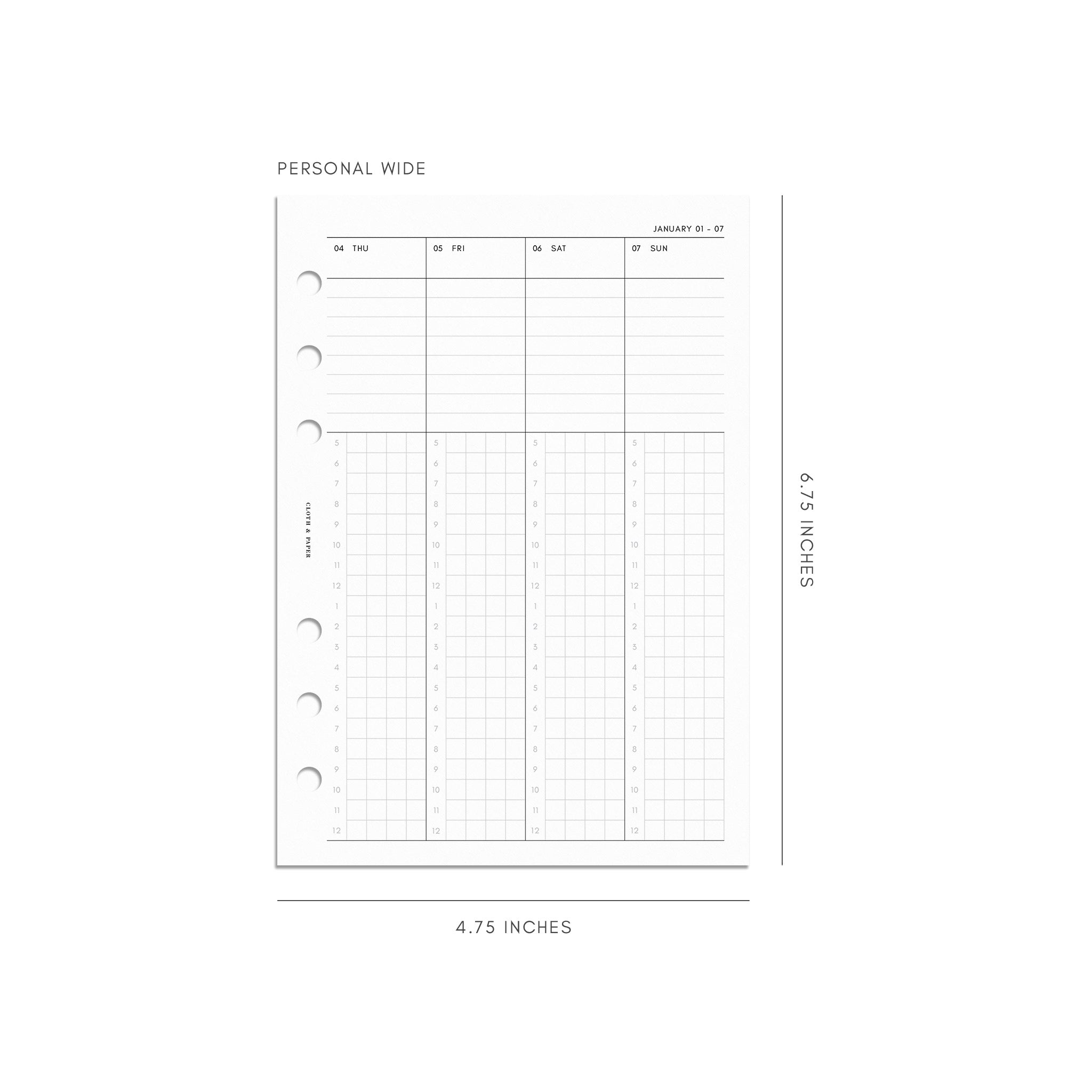 Weekly Hourly Planner Printable A6 Inserts Minimal Weekly -   Planner  template, Planner inserts printable, Printable planner pages