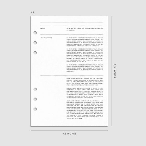 Digital mockup of the 2025 Dated Monthly Planner Insert | Monday Start showing the monthly cover. Size shown is A5.