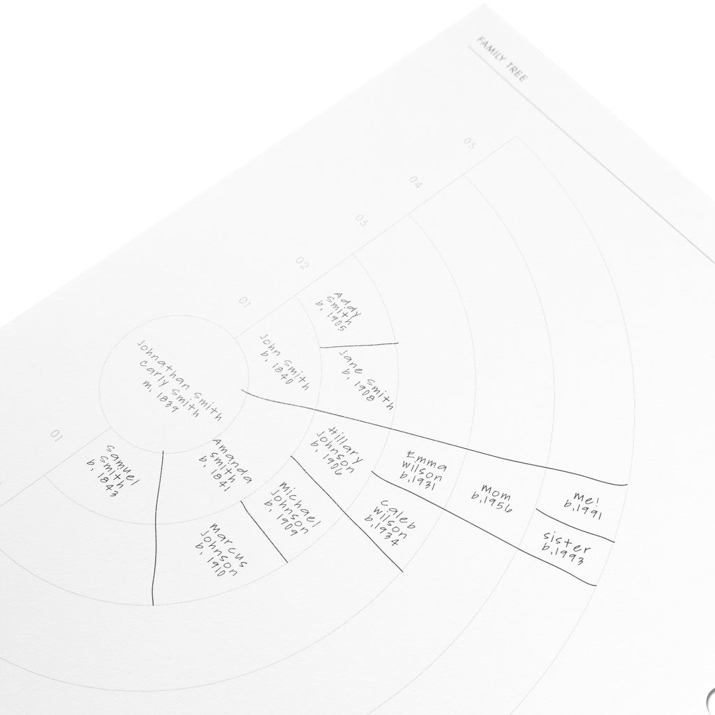 Family Tree page of insert shown on a white background.