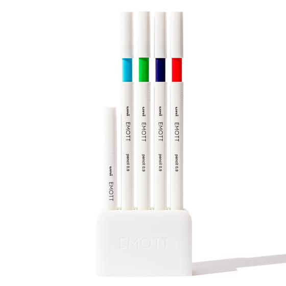 Refreshing color pencils displayed on a white background.