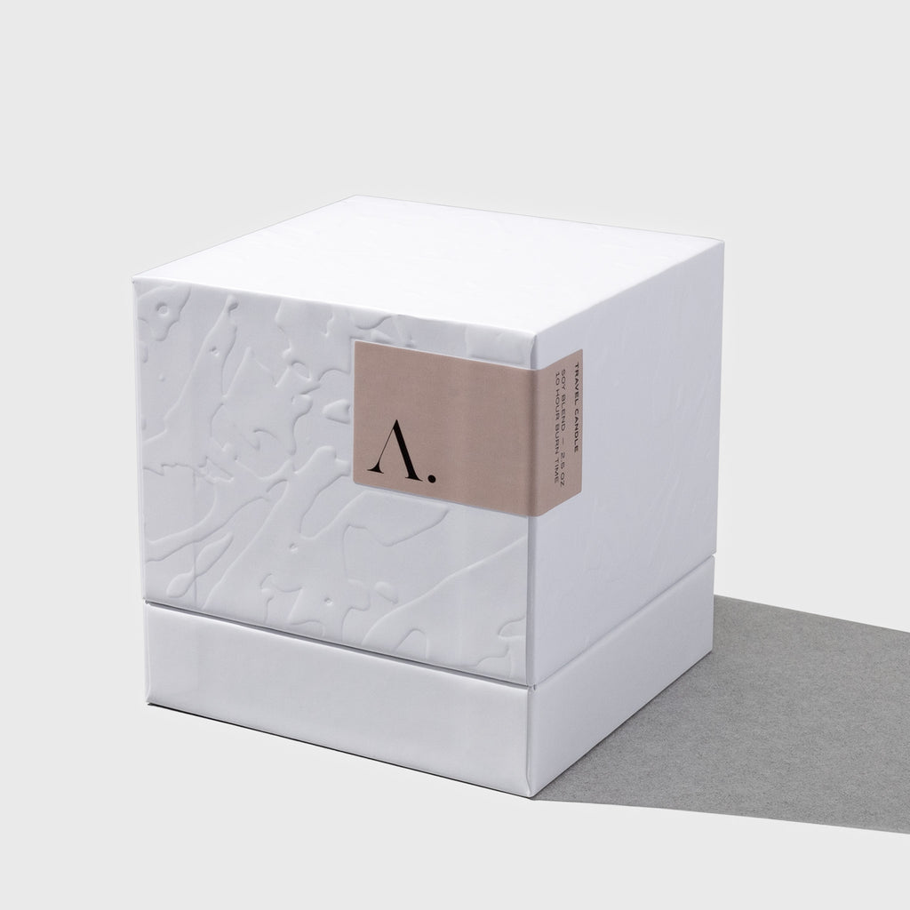 Image shows an embossed box with a dusty pink Aesthete label.