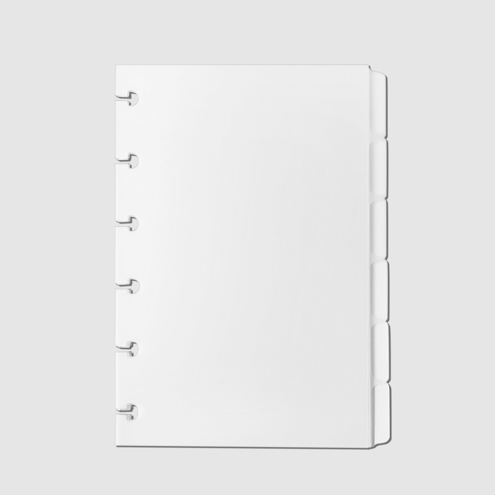 Blank Side Tab Planner Dividers, Low Profile, Matte, CP Petite Size. Cloth and Paper. Dividers displayed on a white background.