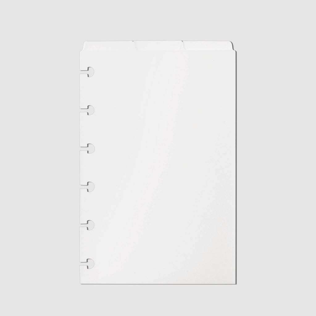 Blank Top Tab Planner Dividers, Low Profile, Matte, CP Petite size.  Cloth and Paper. Dividers displayed on a white background.
