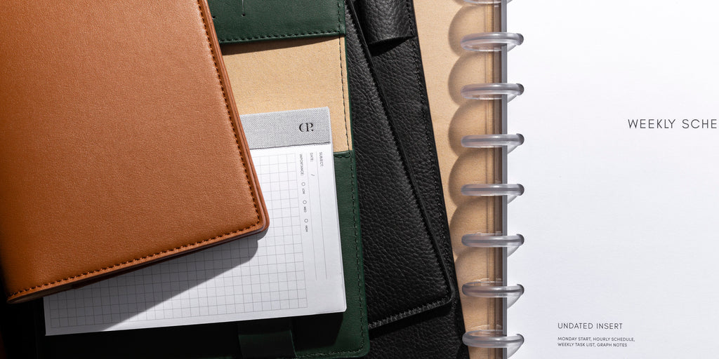 Conscious Collection Vegan Leather Folios sitting next to a Beginner Planner Bundle.