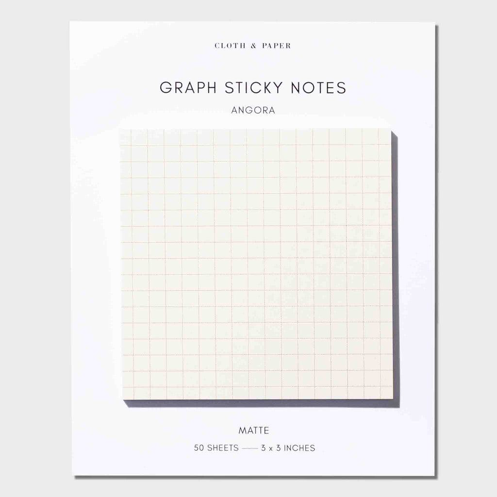 Graph Sticky Notes, Angora, Cloth and Paper. Sticky note shown on its backing on a neutral background.