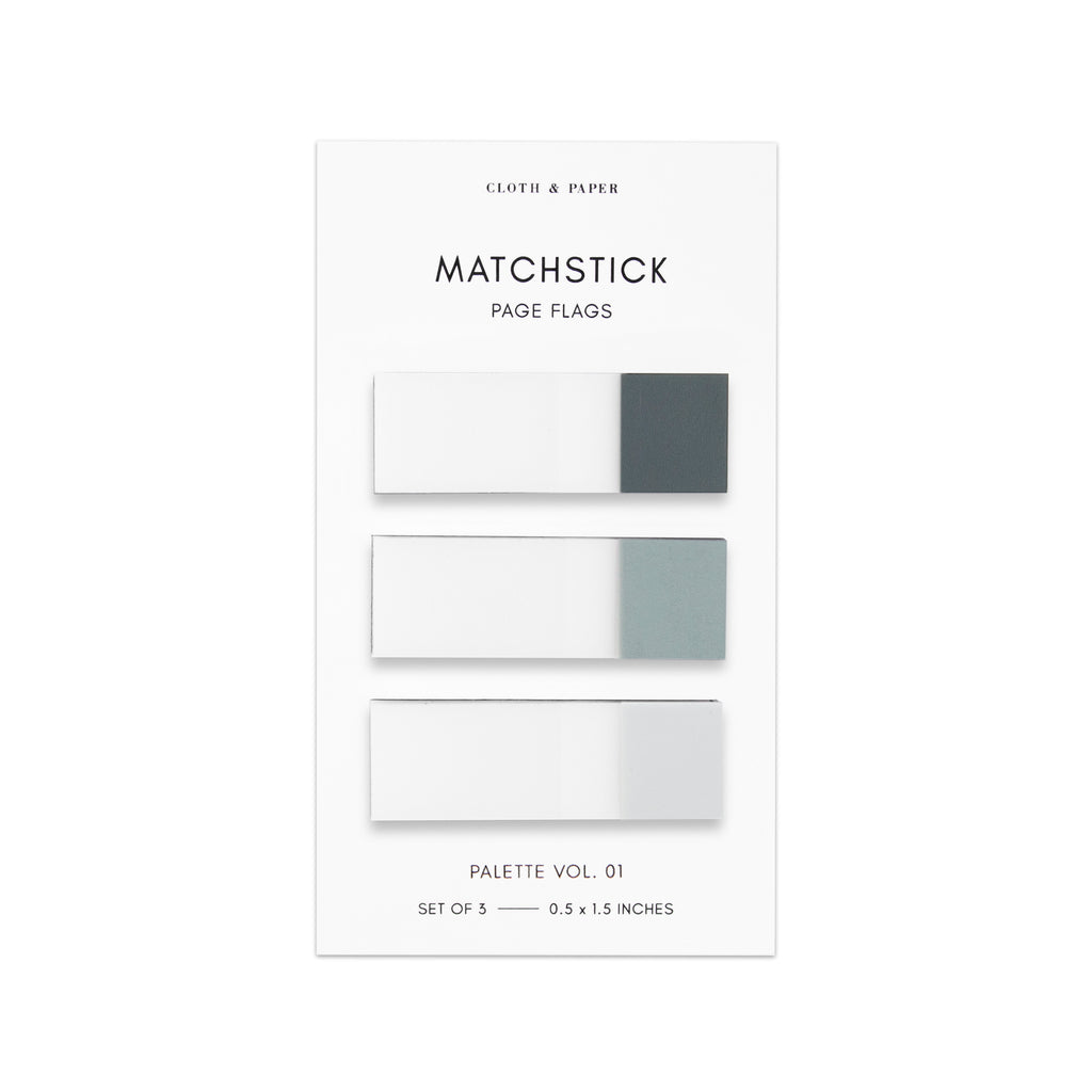 Matchstick Page Flag Set | Palette Vol. 01 | Lagoon, Mykonos + Aspen | Cloth and Paper