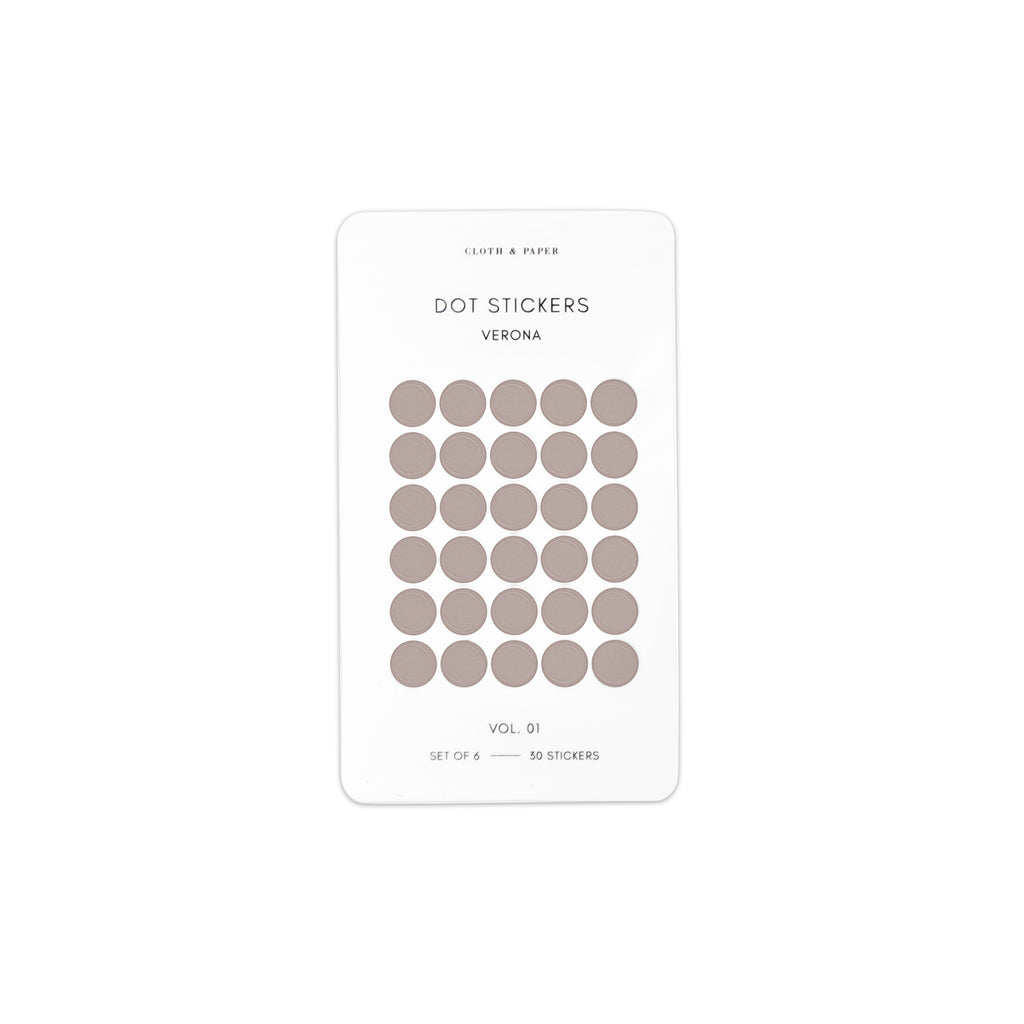 Mini Shape Sticker Set, Transparent, Verona, Cloth and Paper. Dot sticker sheet against a white background.
