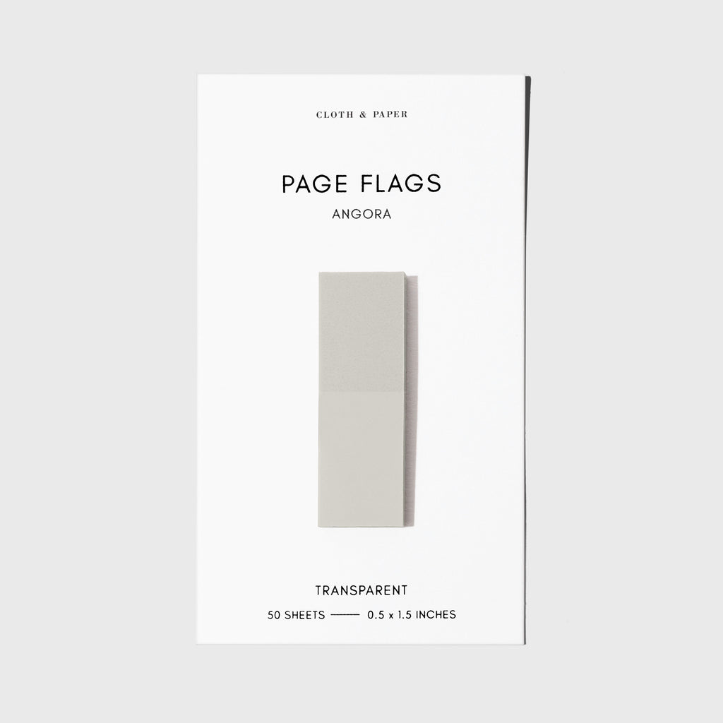 Transparent Page Flags, Angora, Cloth and Paper. Page flag displayed on a white background.