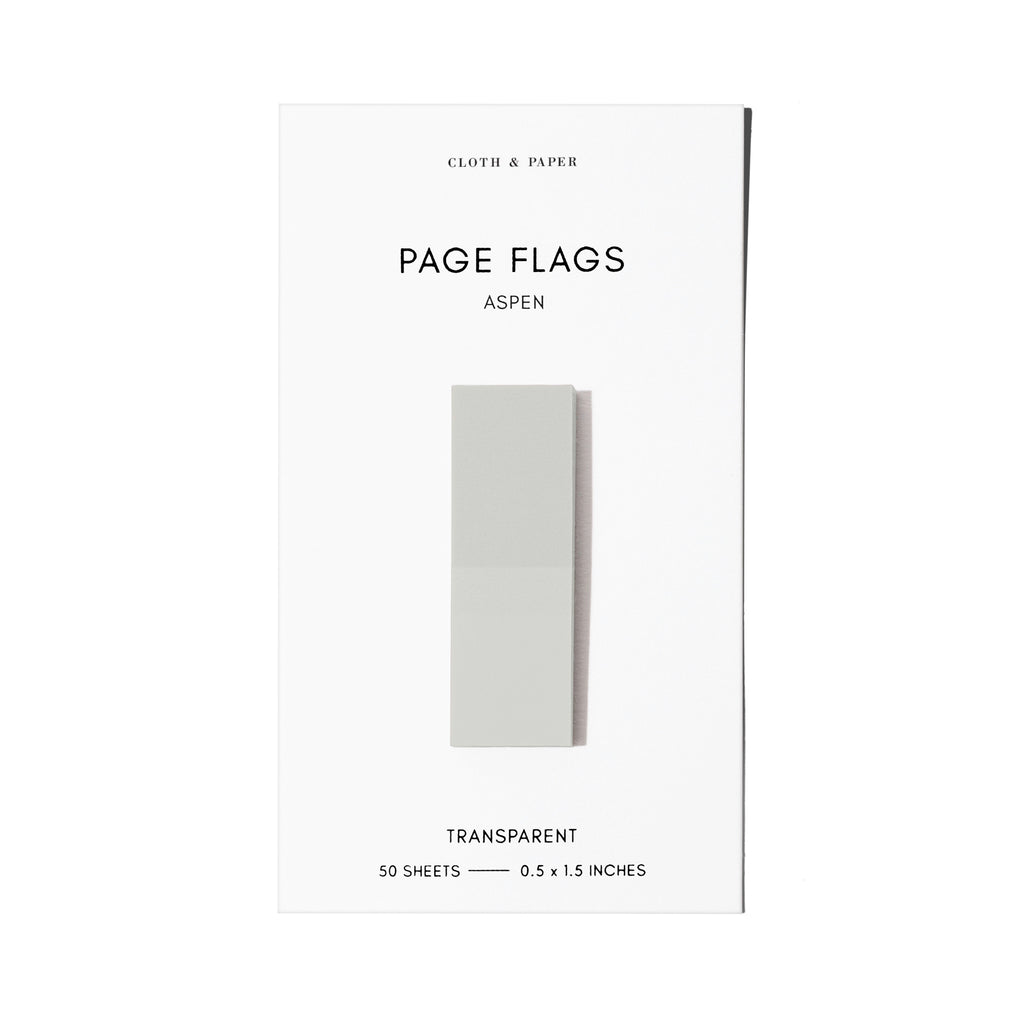 Page flag displayed on a white background. Color pictured is Aspen.