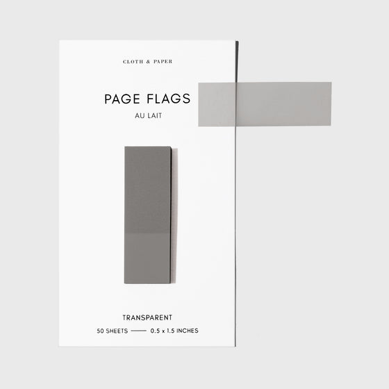 Page flags on their backing with one flag removed and attached to the backing to show its transparency. Color shown is Au Lait.