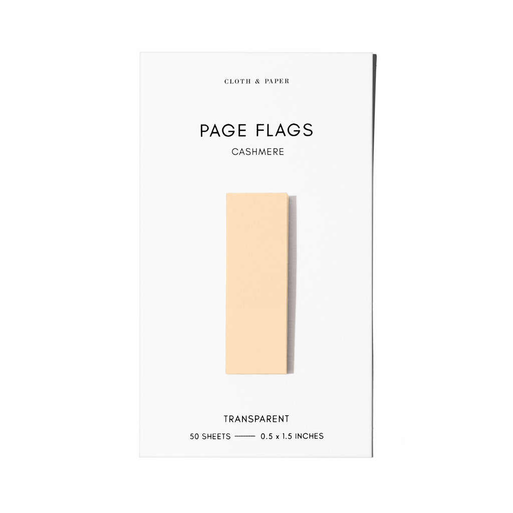 Page flag displayed on a white background. Color pictured is Cashmere.