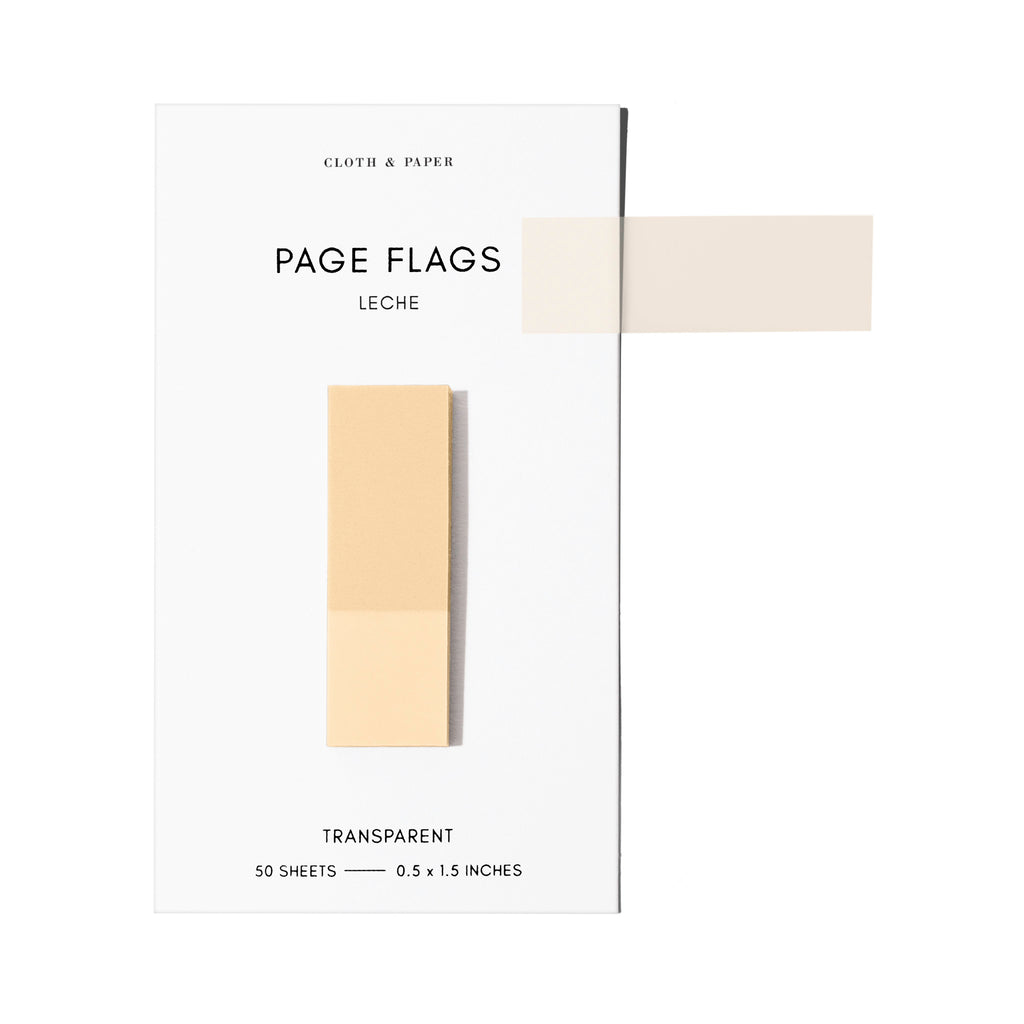 Page flags on their backing with one flag removed and attached to the backing to show its transparency. Color shown is Lech