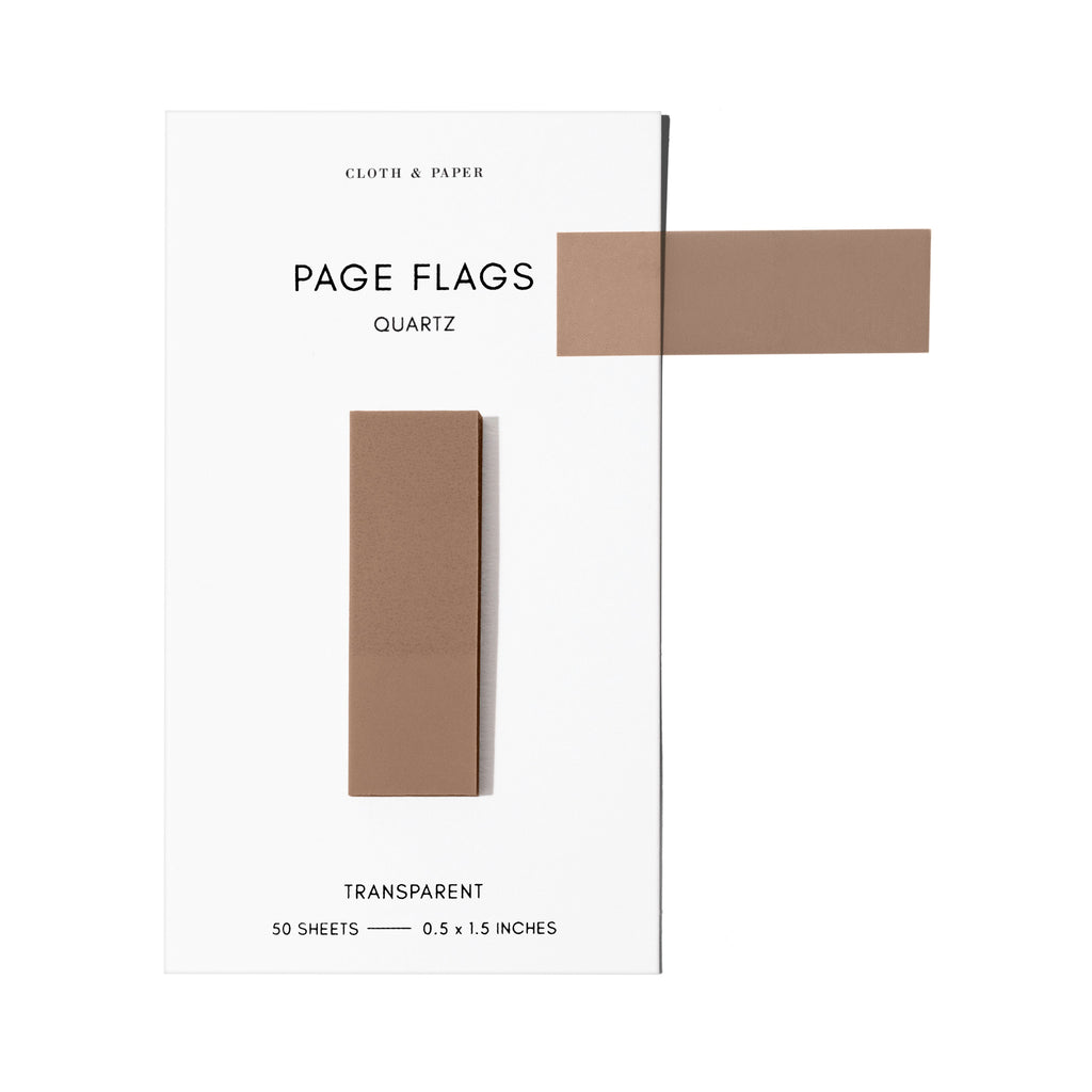Page flags on their backing with one flag removed and attached to the backing to show its transparency. Color shown is Quartz.