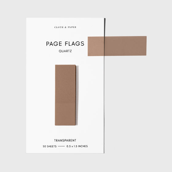 Page flags on their backing with one flag removed and attached to the backing to show its transparency. Color shown is Quartz.