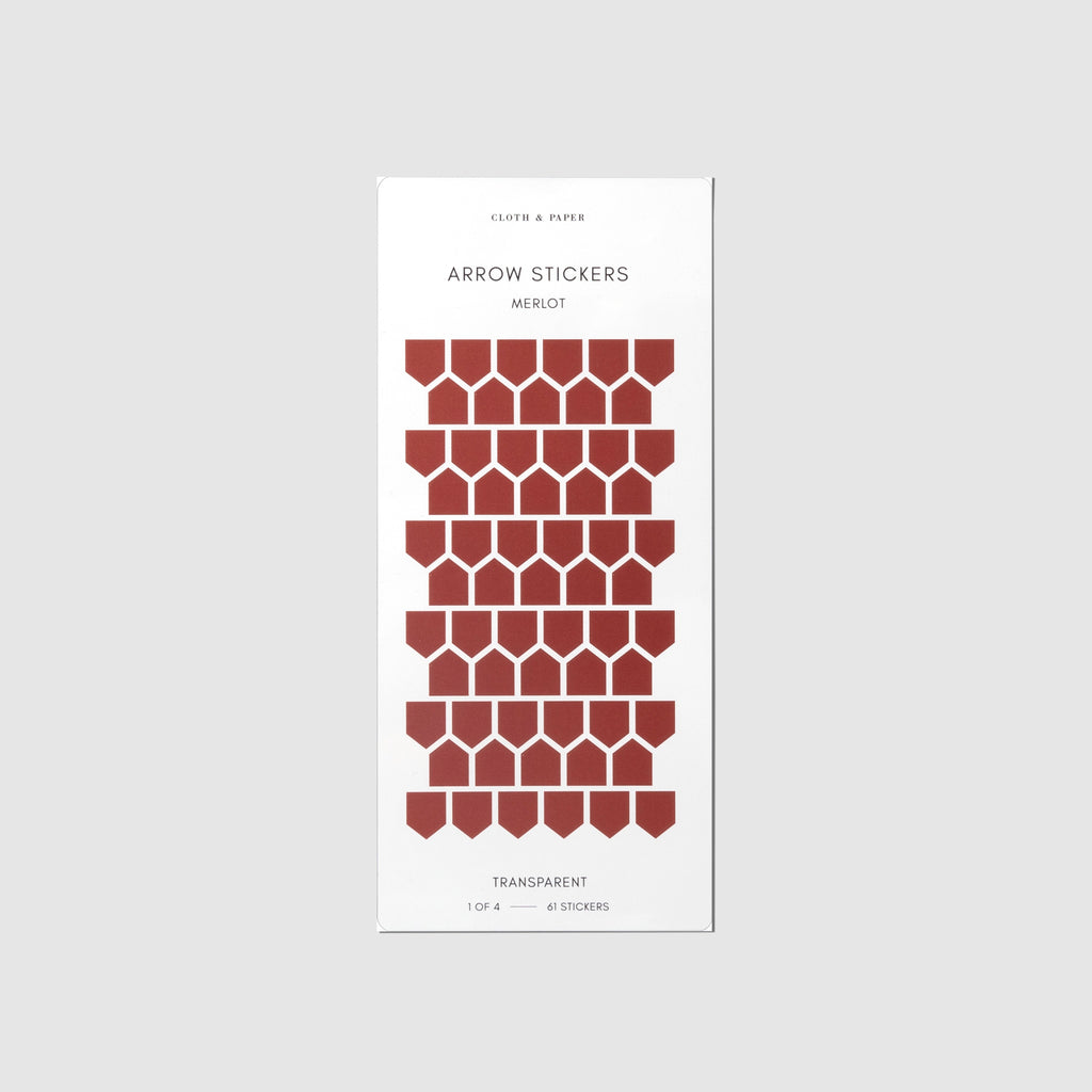 Small red sticker sheet shown on a neutral background.