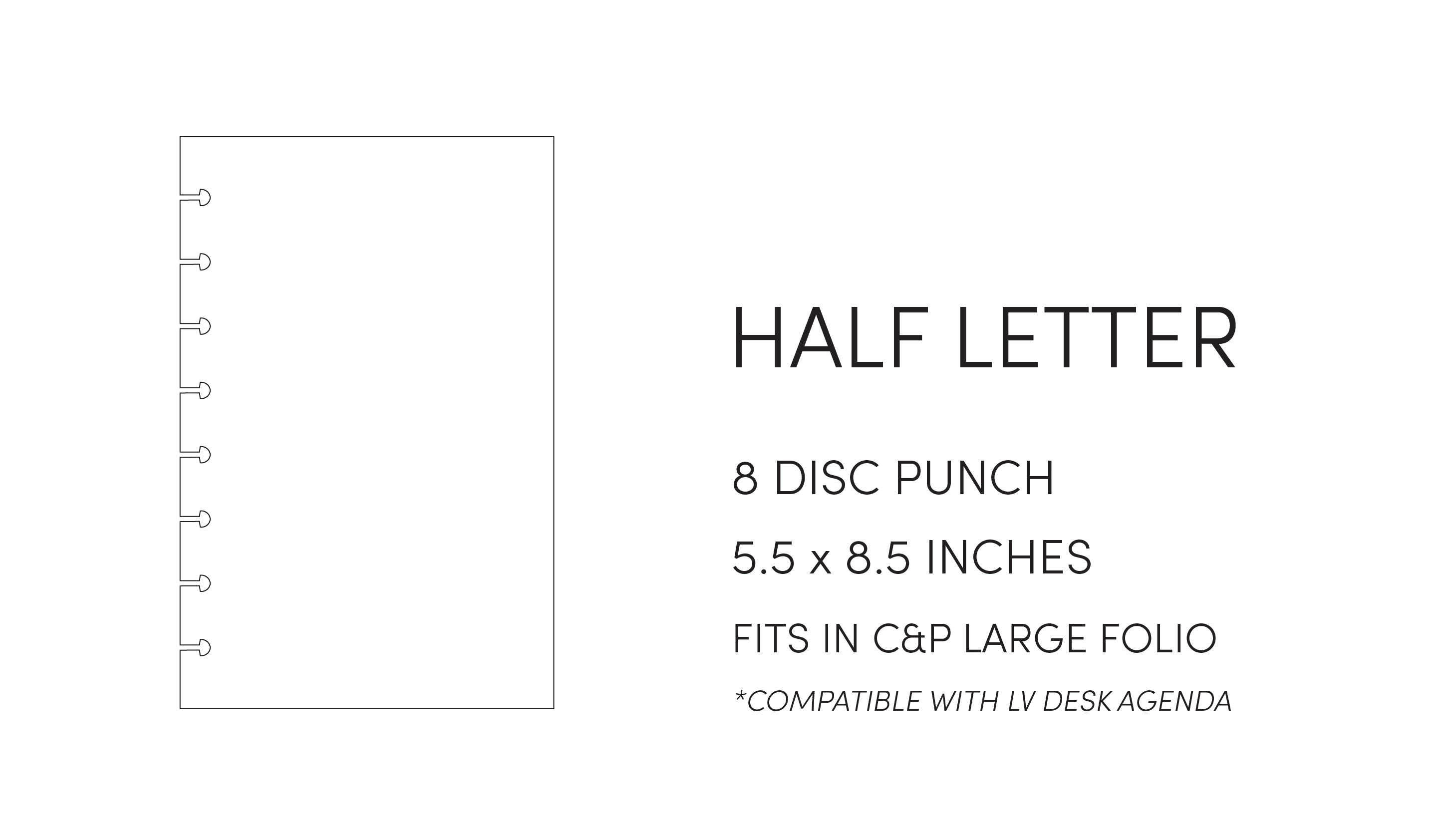 Cloth and Paper size guide - Half Letter - 5.5 x 8.5 inches