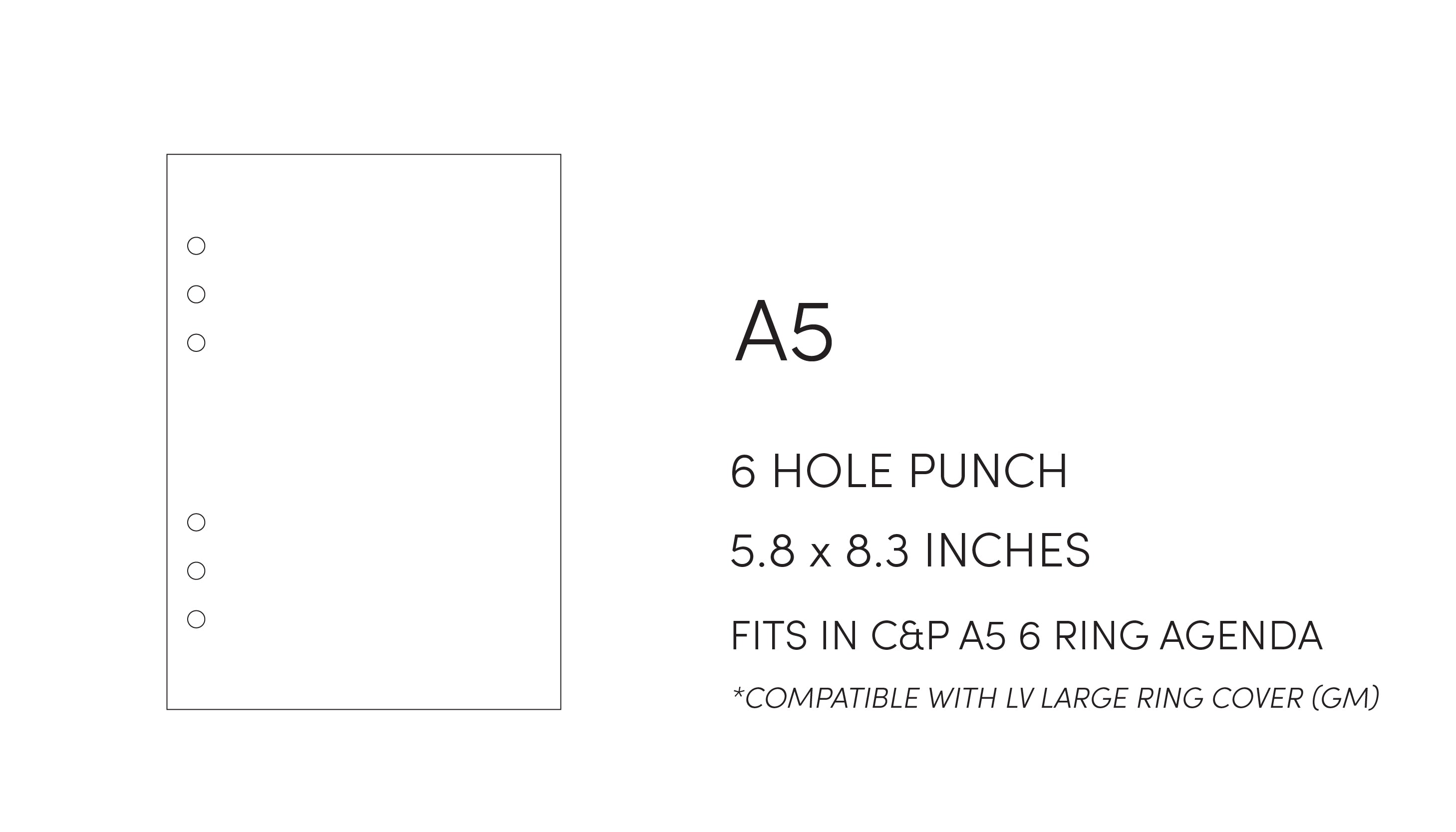 Cloth and Paper size guide - A5 - 5.8 x 8.3 inches