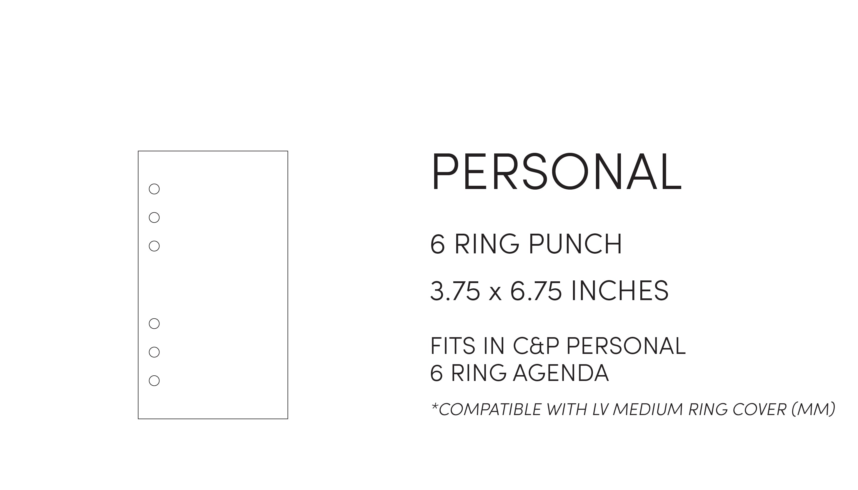 Cloth and Paper size guide - Personal - 3.75 x 6.75 inches