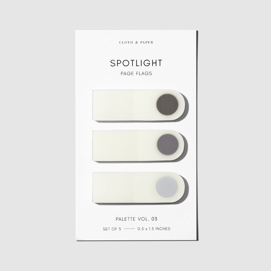 Set of spotlight page flags against a white background. Palette shown is Vol 03.