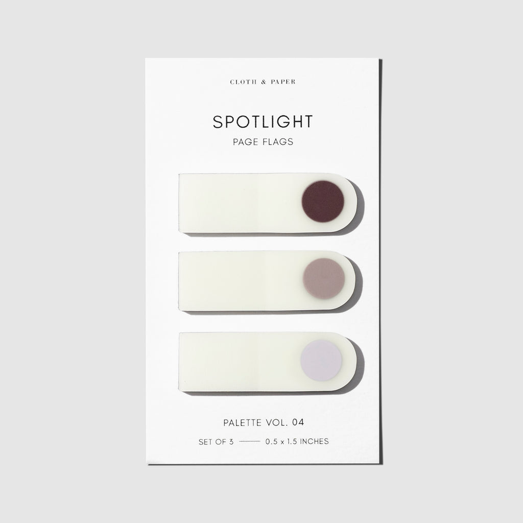 Set of spotlight page flags against a white background. Palette shown is Vol 04.