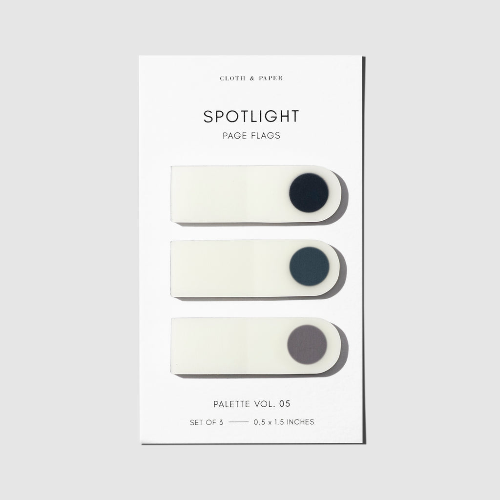 Set of spotlight page flags against a white background. Palette shown is Vol 05.