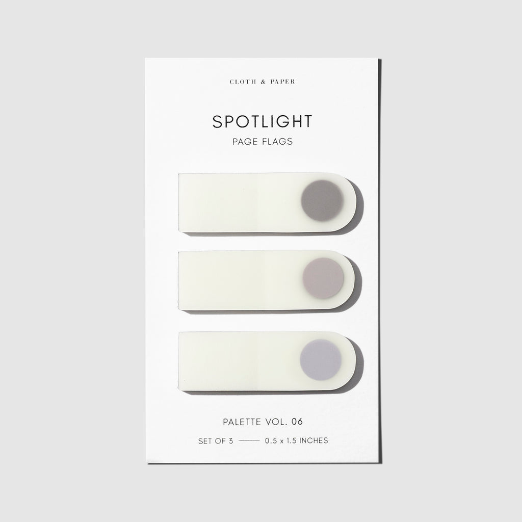 Set of spotlight page flags against a white background. Palette shown is Vol 06.