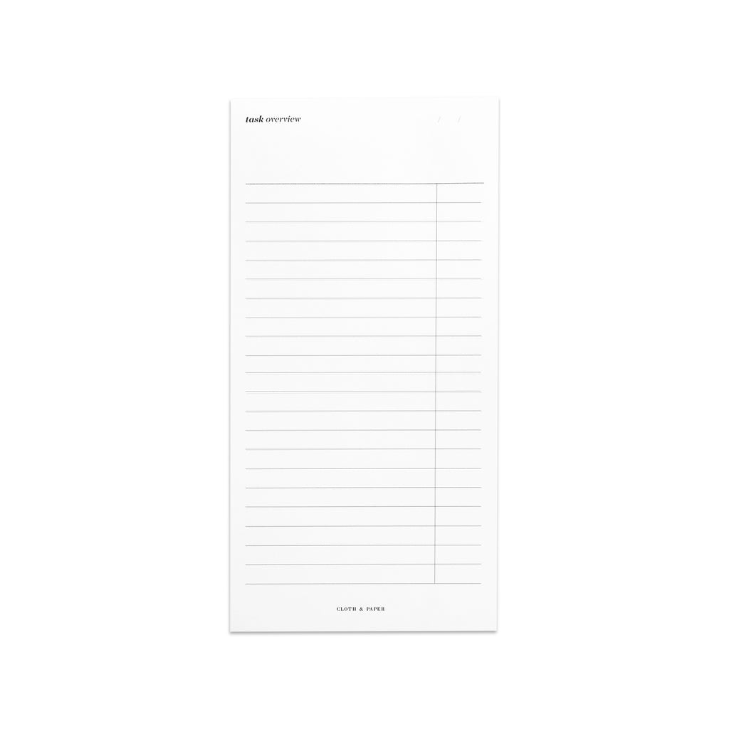 Task Overview Notepad, Cloth & Paper. Notepad displayed on a white background.