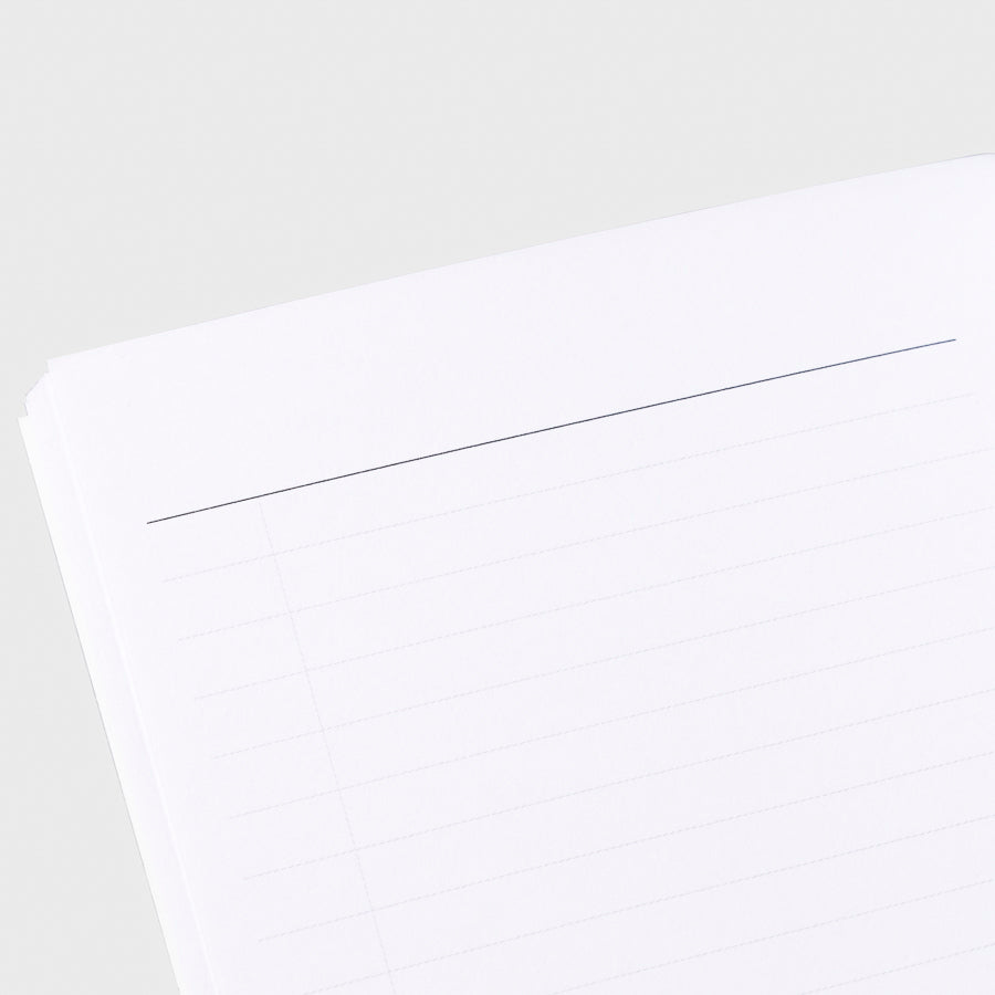 Close up image of the top left corner of the task planner notebook page. The page is turned on a left angle and is displayed on a light gray background