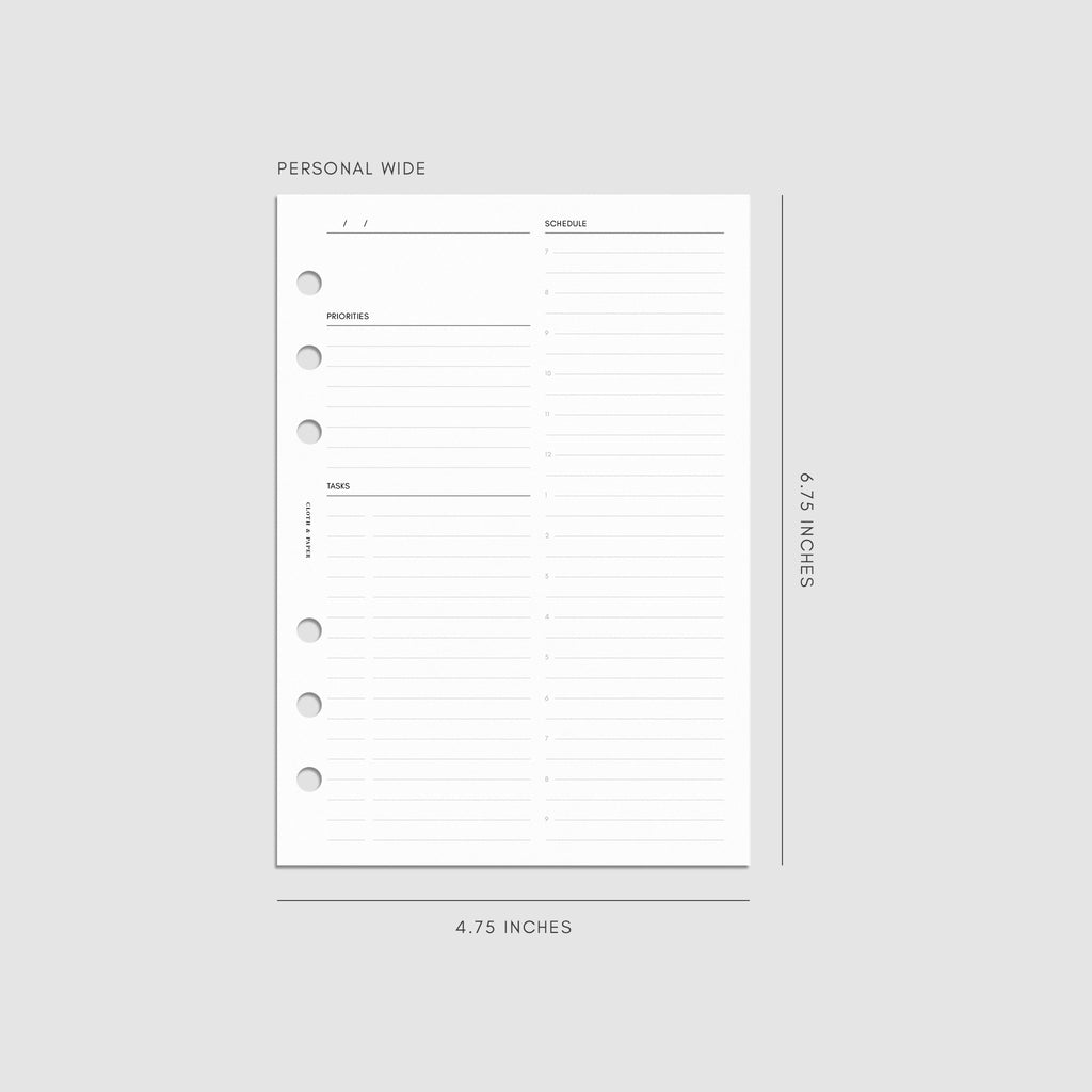 Undated Daily Planner Inserts | Refreshed Layout