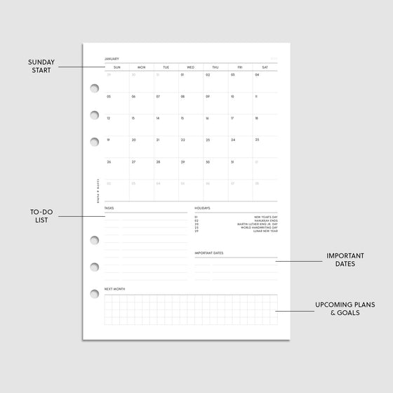 2025 Dated Admin Planner Inserts