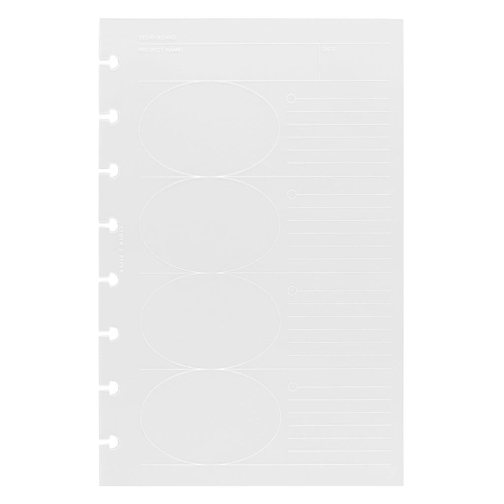 Clear Storyboard Planner Dashboard, Cloth and Paper. Dashboard displayed on a white background.