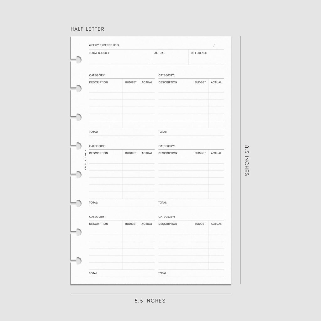 Digital mockup of the Financial Planning Insert | Second Edition. Size shown is Half Letter.