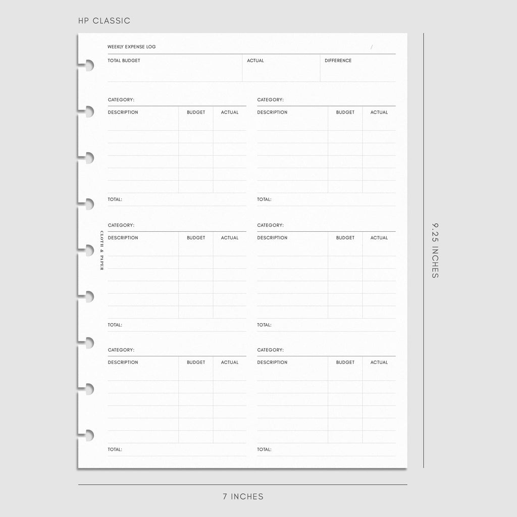 Digital mockup of the Financial Planning Insert | Second Edition. Size shown is HP Classic.