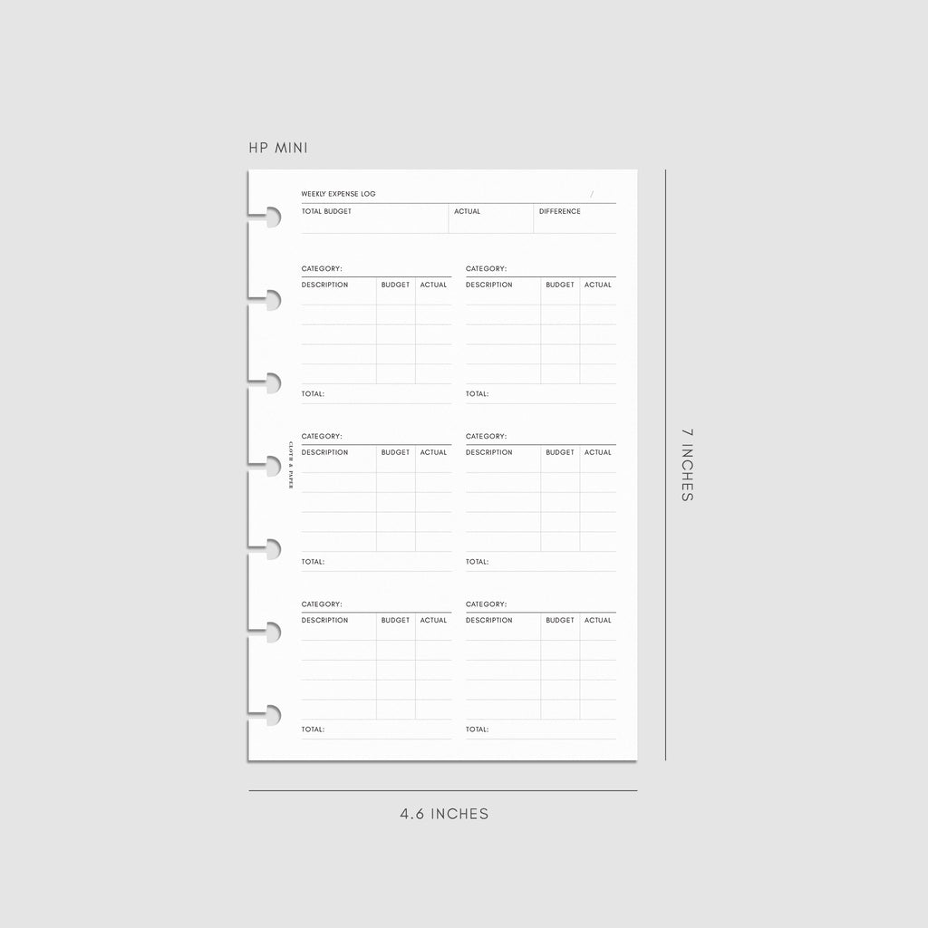 Digital mockup of the Financial Planning Insert | Second Edition. Size shown is HP Mini.