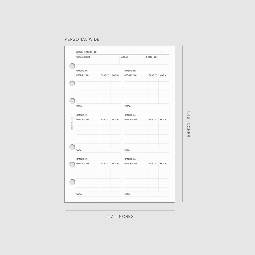 Digital mockup of the Financial Planning Insert | Second Edition. Size shown is Personal Wide.