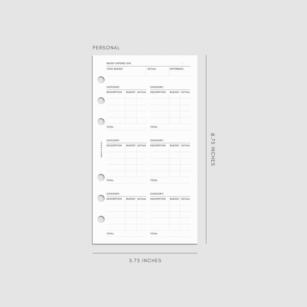 Digital mockup of the Financial Planning Insert | Second Edition. Size shown is Personal.