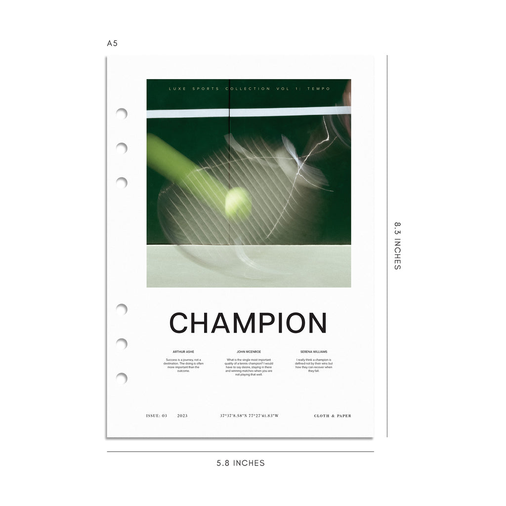 Digital mockup of Champion dashboard in A5. 