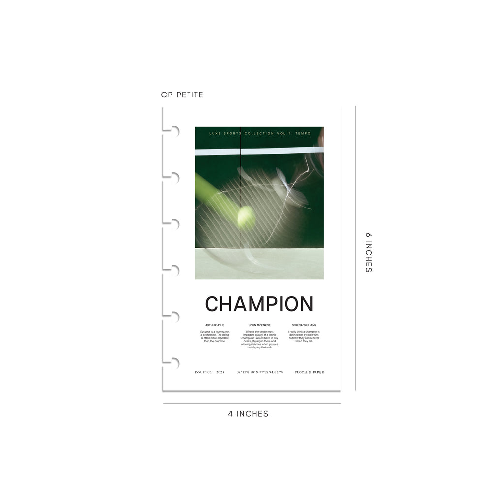 Digital mockup of Champion dashboard in CP Petite. 