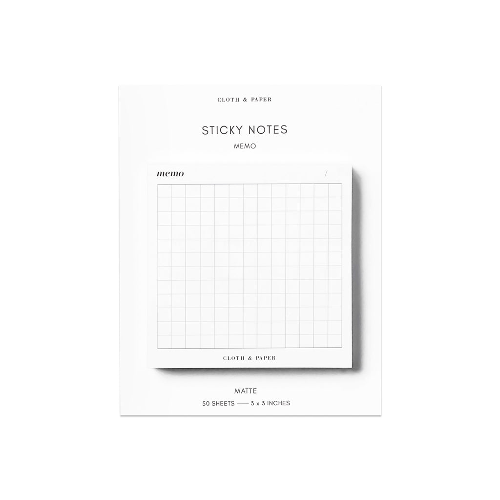 Memo Sticky Notes, Refreshed Design, Cloth and Paper. Sticky notes on their backing against a white background.
