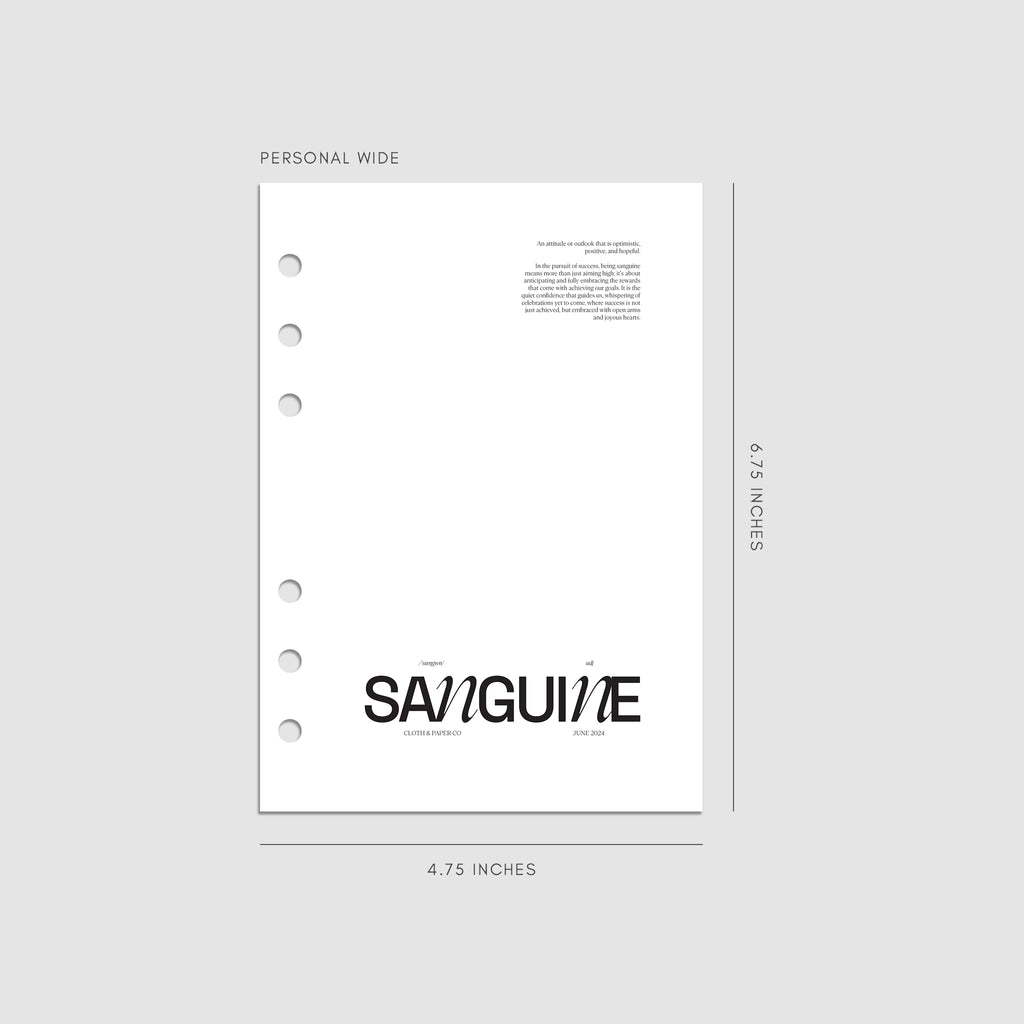 Digital mockup of the Sanguine Dashboard in Personal Wide